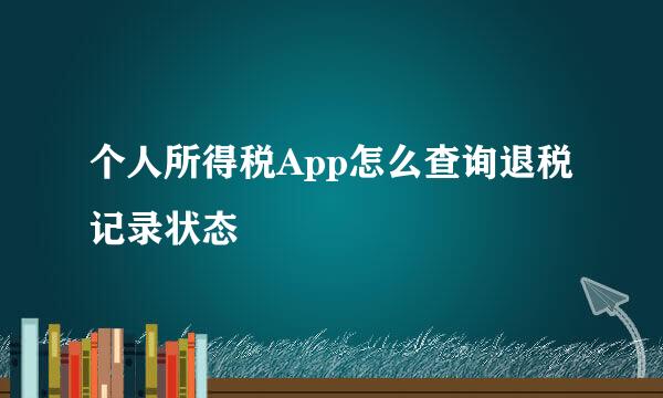 个人所得税App怎么查询退税记录状态