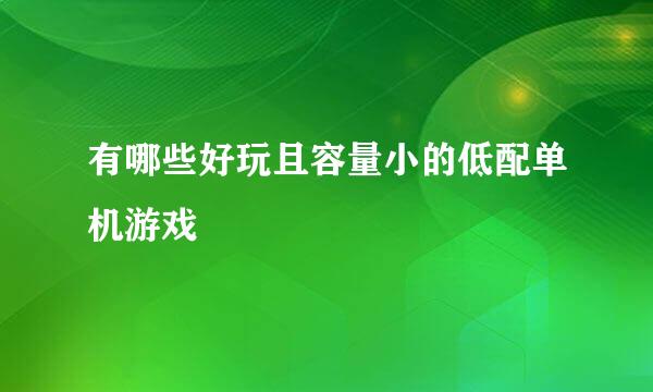 有哪些好玩且容量小的低配单机游戏