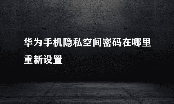 华为手机隐私空间密码在哪里重新设置