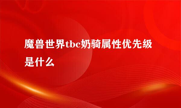 魔兽世界tbc奶骑属性优先级是什么