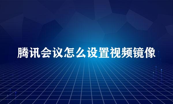 腾讯会议怎么设置视频镜像