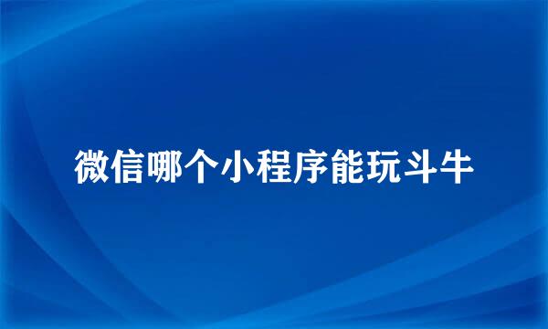 微信哪个小程序能玩斗牛