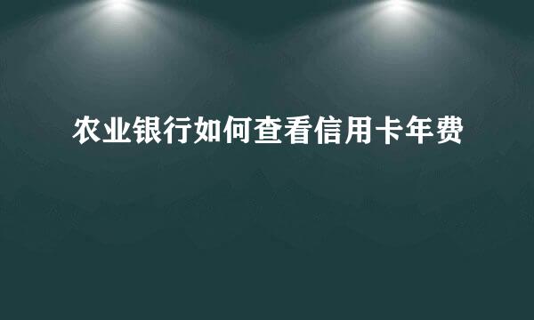 农业银行如何查看信用卡年费