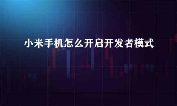 小米手机怎么开启开发者模式