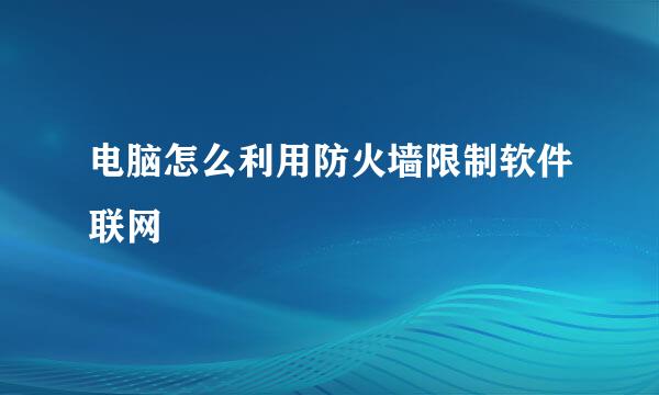 电脑怎么利用防火墙限制软件联网