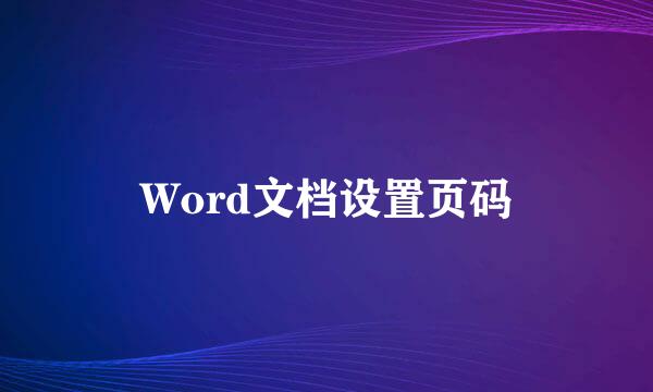 Word文档设置页码