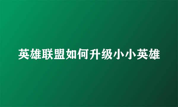 英雄联盟如何升级小小英雄