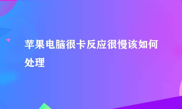 苹果电脑很卡反应很慢该如何处理