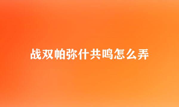 战双帕弥什共鸣怎么弄