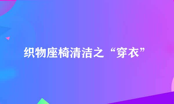 织物座椅清洁之“穿衣”