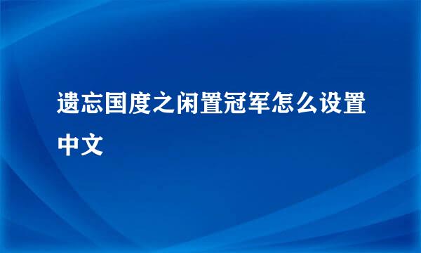 遗忘国度之闲置冠军怎么设置中文