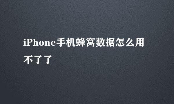 iPhone手机蜂窝数据怎么用不了了