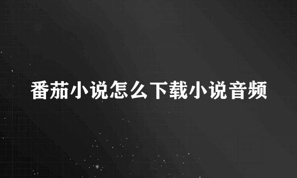 番茄小说怎么下载小说音频