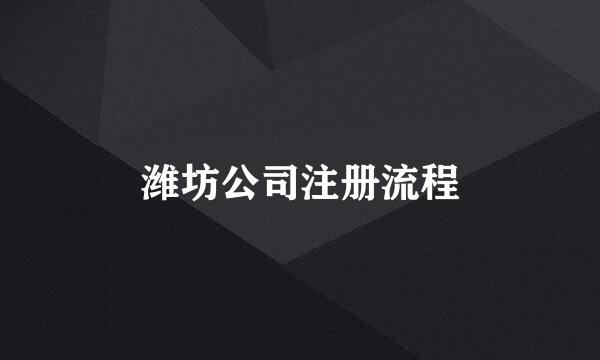 潍坊公司注册流程