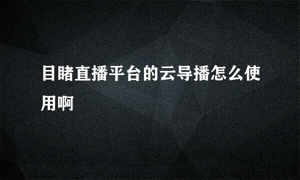 目睹直播平台的云导播怎么使用啊