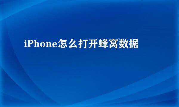 iPhone怎么打开蜂窝数据