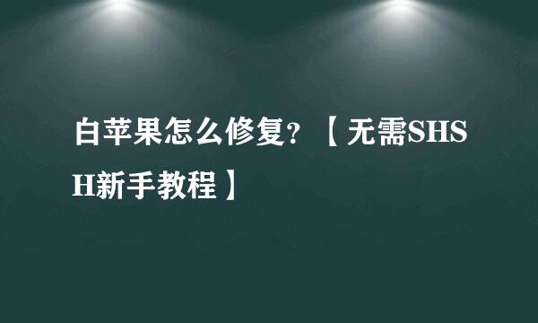 白苹果怎么修复？【无需SHSH新手教程】