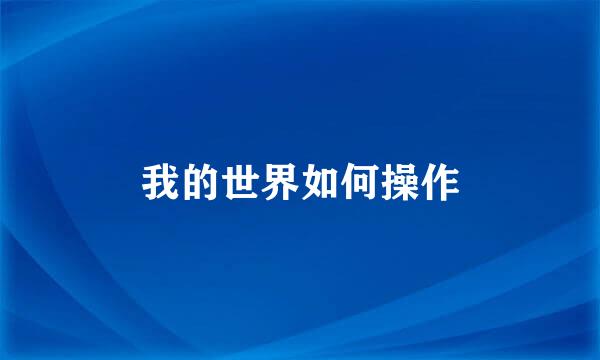 我的世界如何操作