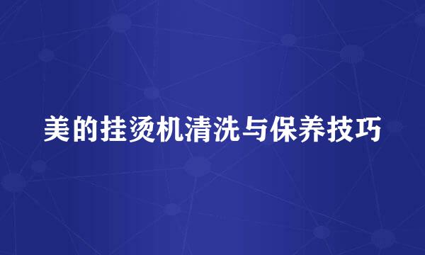 美的挂烫机清洗与保养技巧