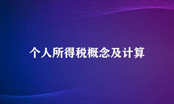 个人所得税概念及计算