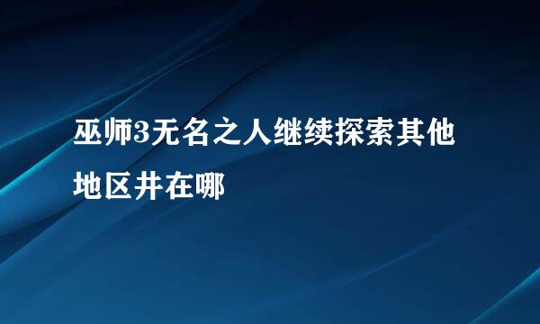 巫师3无名之人继续探索其他地区井在哪