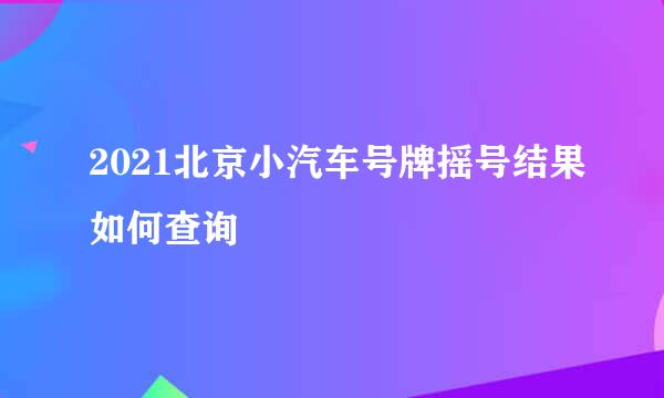 2021北京小汽车号牌摇号结果如何查询