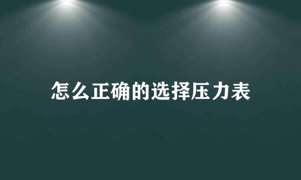 怎么正确的选择压力表