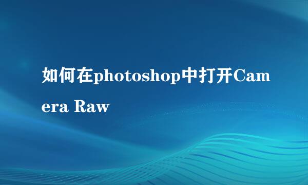 如何在photoshop中打开Camera Raw