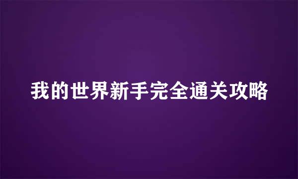 我的世界新手完全通关攻略