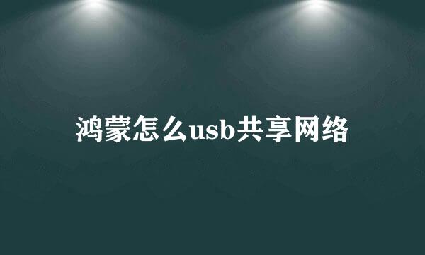 鸿蒙怎么usb共享网络