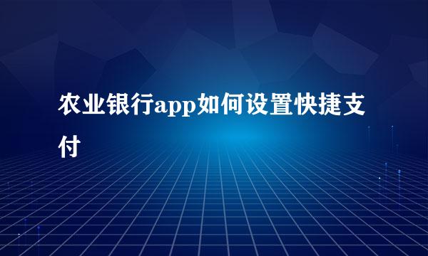 农业银行app如何设置快捷支付