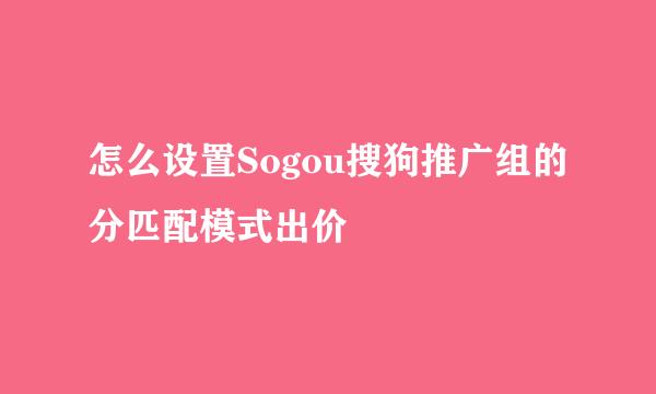 怎么设置Sogou搜狗推广组的分匹配模式出价