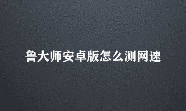 鲁大师安卓版怎么测网速