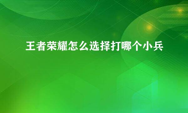 王者荣耀怎么选择打哪个小兵