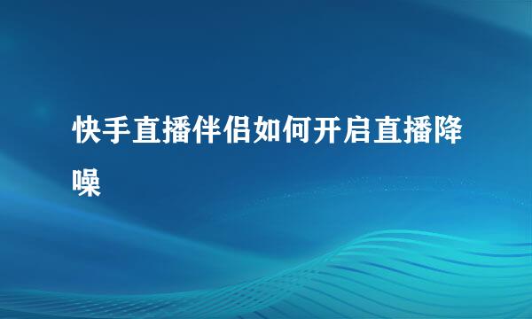 快手直播伴侣如何开启直播降噪