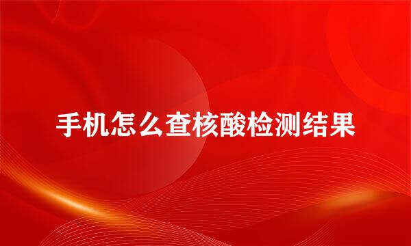 手机怎么查核酸检测结果