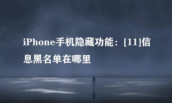 iPhone手机隐藏功能：[11]信息黑名单在哪里