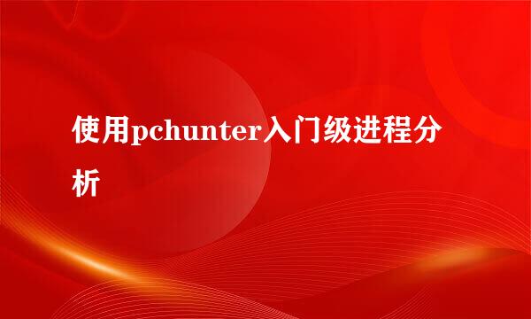 使用pchunter入门级进程分析