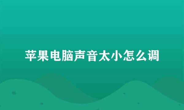 苹果电脑声音太小怎么调