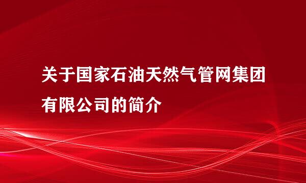 关于国家石油天然气管网集团有限公司的简介