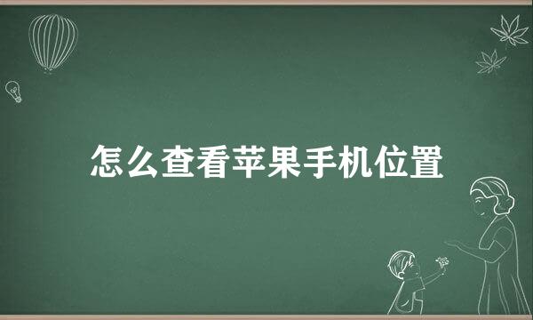 怎么查看苹果手机位置