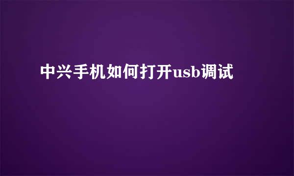 中兴手机如何打开usb调试