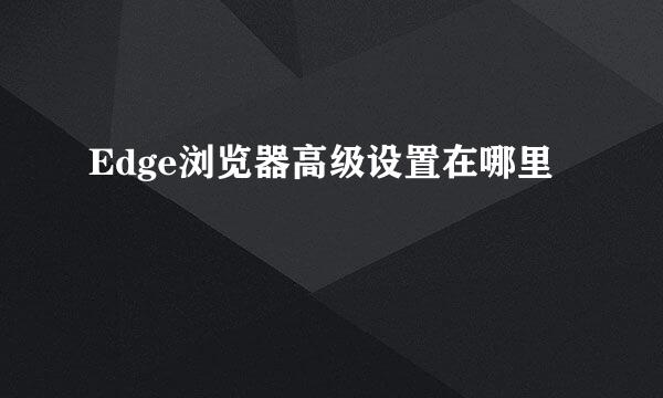 Edge浏览器高级设置在哪里
