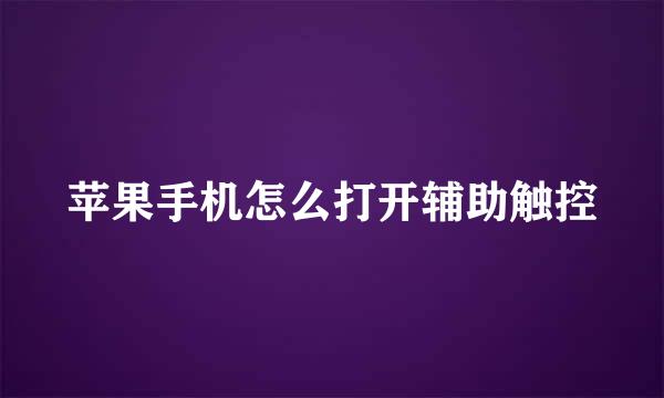 苹果手机怎么打开辅助触控