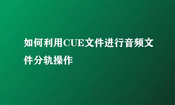 如何利用CUE文件进行音频文件分轨操作