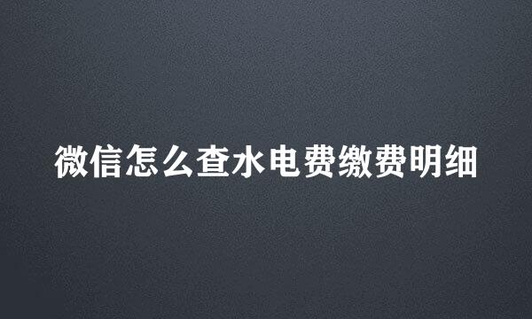 微信怎么查水电费缴费明细
