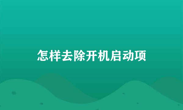 怎样去除开机启动项