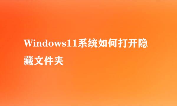 Windows11系统如何打开隐藏文件夹