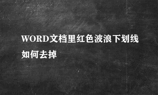 WORD文档里红色波浪下划线如何去掉