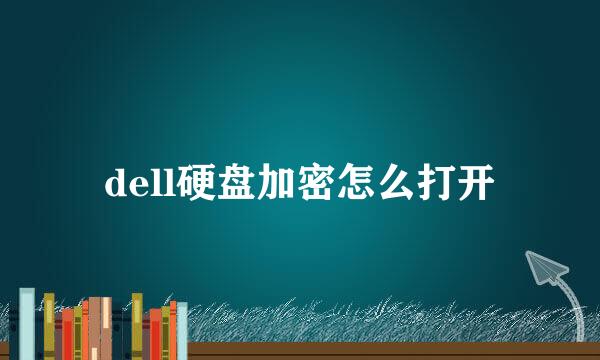 dell硬盘加密怎么打开